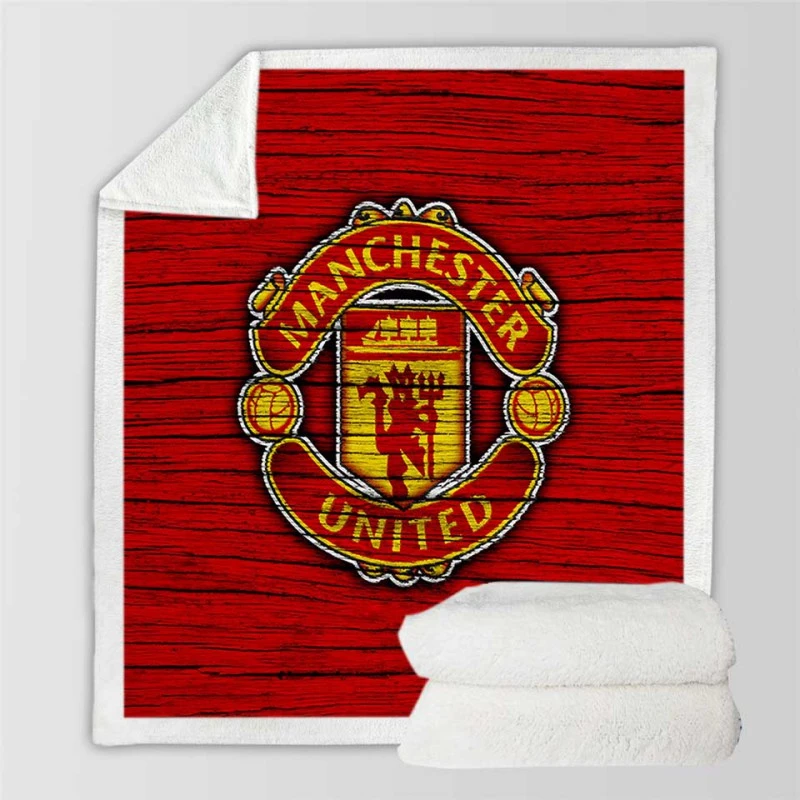 Energetic Football Club Manchester United Logo Sherpa Fleece Blanket