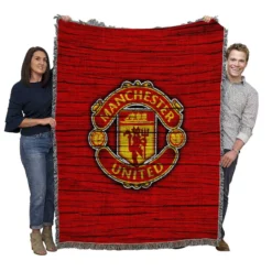 Energetic Football Club Manchester United Logo Woven Blanket