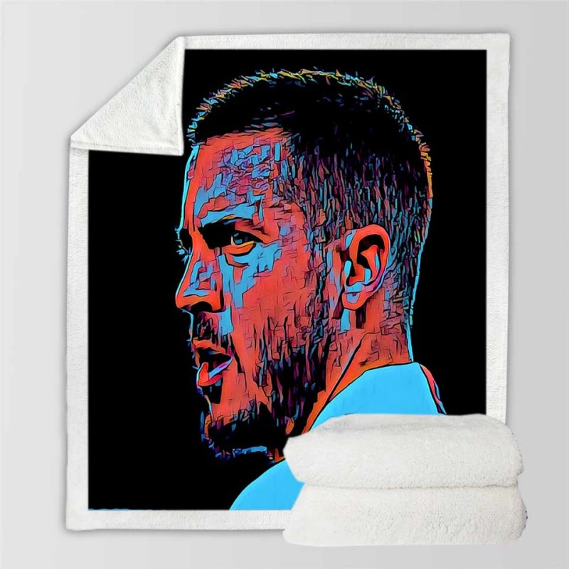 Energetic Football Player Eden Hazard Sherpa Fleece Blanket