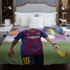 Energetic Football Player Lionel Messi Duvet Cover