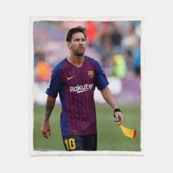 Energetic Football Player Lionel Messi Sherpa Fleece Blanket 1