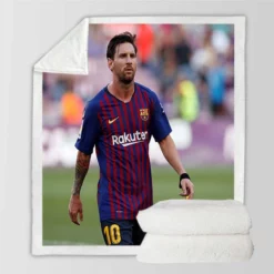 Energetic Football Player Lionel Messi Sherpa Fleece Blanket