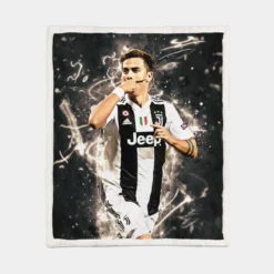 Energetic Football Player Paulo Dybala Sherpa Fleece Blanket 1