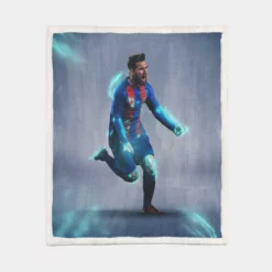 Energetic Footballer Lionel Messi Sherpa Fleece Blanket 1