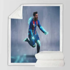 Energetic Footballer Lionel Messi Sherpa Fleece Blanket