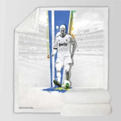 Energetic Footballer Zinedine Zidane Sherpa Fleece Blanket