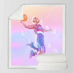 Energetic NBA Basketball Player Damian Lillard Sherpa Fleece Blanket