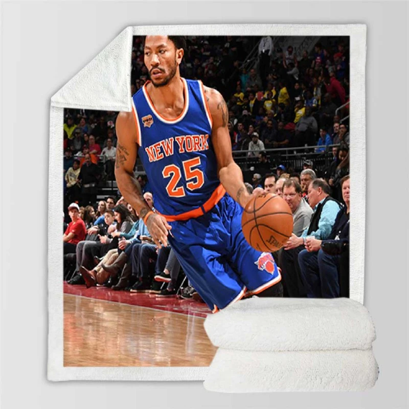 Energetic NBA Basketball Player Derrick Rose Sherpa Fleece Blanket