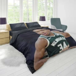 Energetic NBA Basketball Player Giannis Antetokounmpo Duvet Cover 1