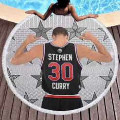 Energetic NBA Stephen Curry Round Beach Towel 1