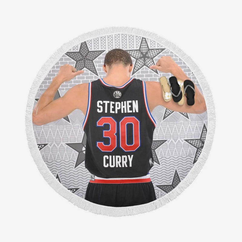 Energetic NBA Stephen Curry Round Beach Towel