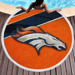 Energetic NFL Football Denver Broncos Team Round Beach Towel 1
