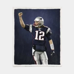 Energetic NFL Player Tom Brady Sherpa Fleece Blanket 1