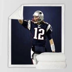 Energetic NFL Player Tom Brady Sherpa Fleece Blanket