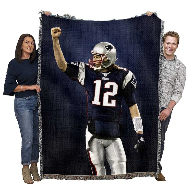 Energetic NFL Player Tom Brady Woven Blanket