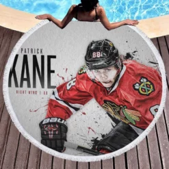 Energetic NHL Hockey Player Patrick Kane Round Beach Towel 1