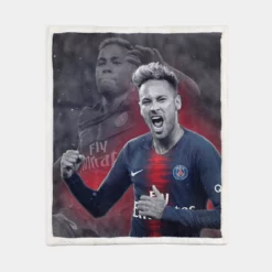 Energetic PSG Football Player Neymar Sherpa Fleece Blanket 1