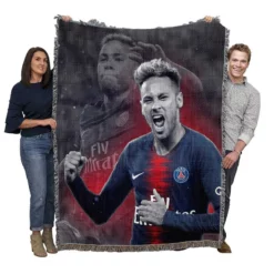 Energetic PSG Football Player Neymar Woven Blanket