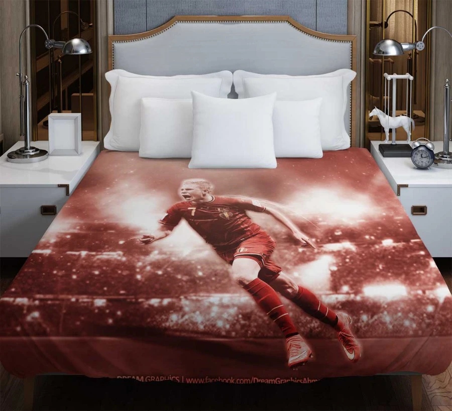 Energetic Soccer Player Kevin De Bruyne Duvet Cover