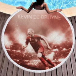 Energetic Soccer Player Kevin De Bruyne Round Beach Towel 1