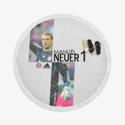 Energetic Soccer Player Manuel Neuer Round Beach Towel