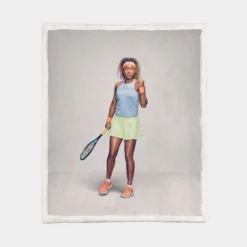 Energetic Tennis Player Naomi Osaka Sherpa Fleece Blanket 1