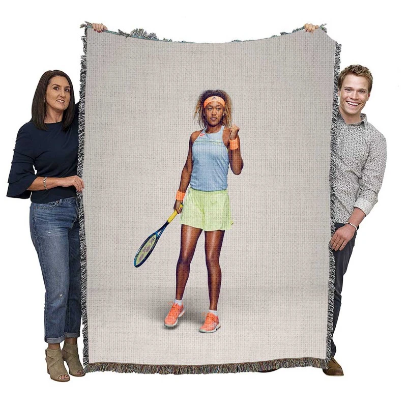 Energetic Tennis Player Naomi Osaka Woven Blanket