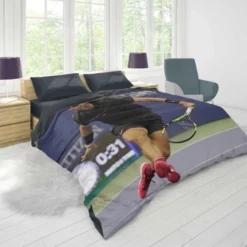 Energetic Tennis Player Rafael Nadal Duvet Cover 1