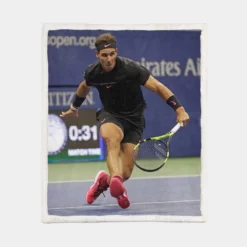 Energetic Tennis Player Rafael Nadal Sherpa Fleece Blanket 1