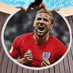 England Captain Harry Kane Football Player Round Beach Towel 1