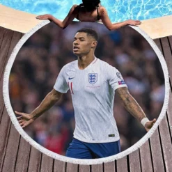 England Football Player Marcus Rashford Round Beach Towel 1