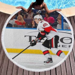 Erik Carlson Professional NHL Hockey Player Round Beach Towel 1