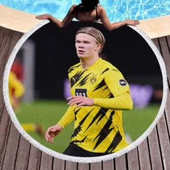 Erling Haaland Excellent Dortmund BVB Player Round Beach Towel 1