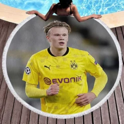 Erling Haaland Popular Dortmund BVB Player Round Beach Towel 1