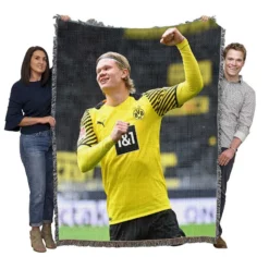 Erling Haaland Powerfull Dortmund BVB Club Player Woven Blanket