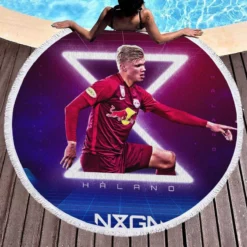 Erling Haaland Salzburg Club Forward Player Round Beach Towel 1