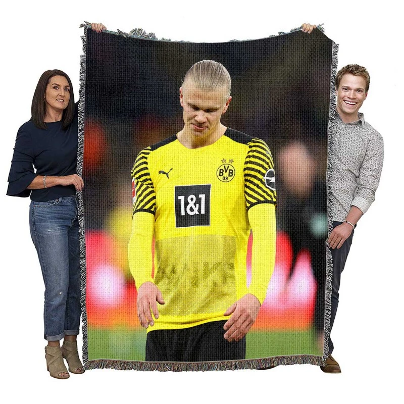 Erling Haaland Soccer Player Woven Blanket