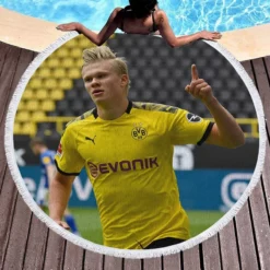 Erling Haaland Strong Dortmund BVB Club Player Round Beach Towel 1