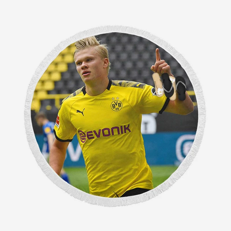 Erling Haaland Strong Dortmund BVB Club Player Round Beach Towel