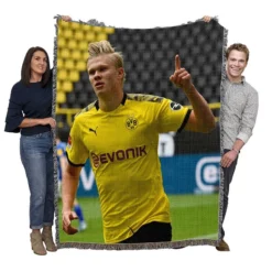 Erling Haaland Strong Dortmund BVB Club Player Woven Blanket