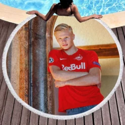 Erling Haaland Top Ranked Salzburg Club Player Round Beach Towel 1