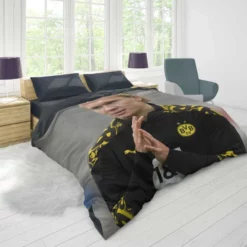 Erling Haaland in Dortmund BVB Black Jersey Duvet Cover 1