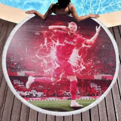 Erling Haaland in Red Bull Salzburg Club Round Beach Towel 1