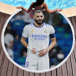 Ethical Football Player Karim Benzema Round Beach Towel 1