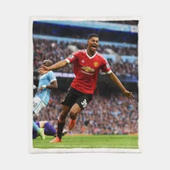 Ethical Football Player Marcus Rashford Sherpa Fleece Blanket 1