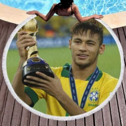 Ethical Football Player Neymar Round Beach Towel 1