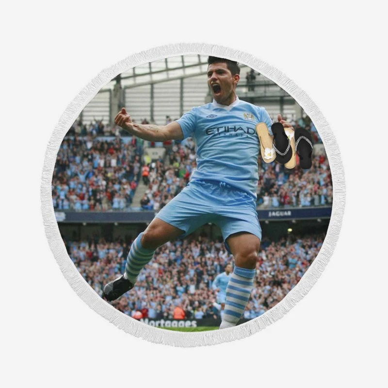 Ethical Football Player Sergio Aguero Round Beach Towel