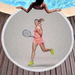 Eugenie Bouchard Canadien Tennis Player Round Beach Towel 1