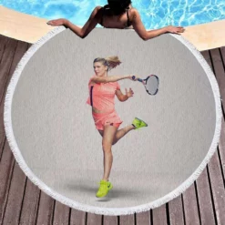 Eugenie Bouchard Top Ranked Tennis Player Round Beach Towel 1
