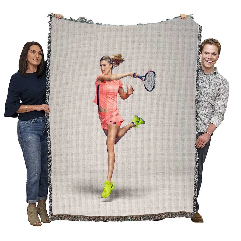 Eugenie Bouchard Top Ranked Tennis Player Woven Blanket